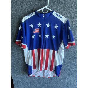 Performance Cycling Jersey Mens XL USA Flag 1/4 Zip Short Sleeve Pockets
